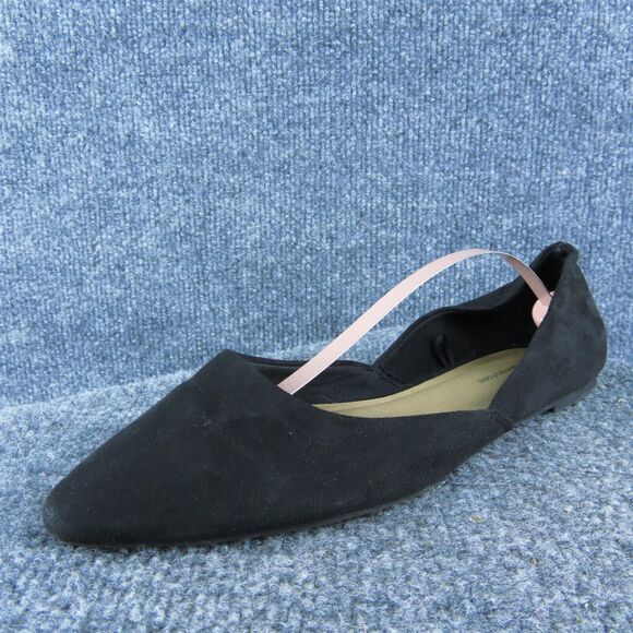 Time And Tru Women Flat Shoes Size 7.5 Medium Black Fabric Slip On - Picture 1 of 9